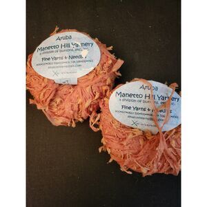 Aruba Manetto Hill Yarnery Made in Italy 83 Yards /ball Orange Ribbon Yarn B14